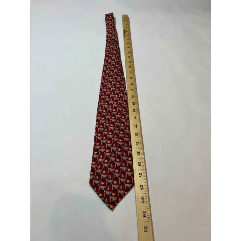 Ermenegildo Zegna Silk Tie Red Geometric Italy Luxury Designer Classic